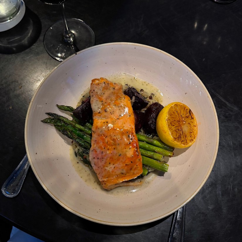Salmon Dish at Moxies Vancouver